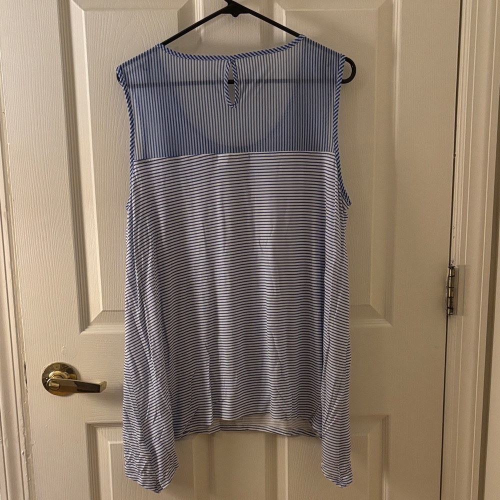 Dana Buchman Navy and White Striped Tank Top - Picture 3 of 3